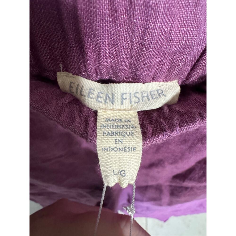 Eileen Fisher Delave Cropped Lantern Pants Organic Linen Raspberry Size Large - Picture 6 of 9